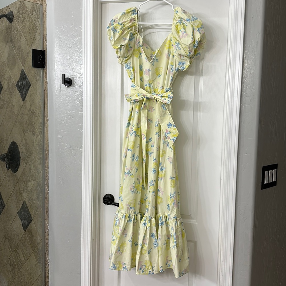 LoveShackFancy x Target Collab Yellow Floral Maxi with matching belt. Size 6.